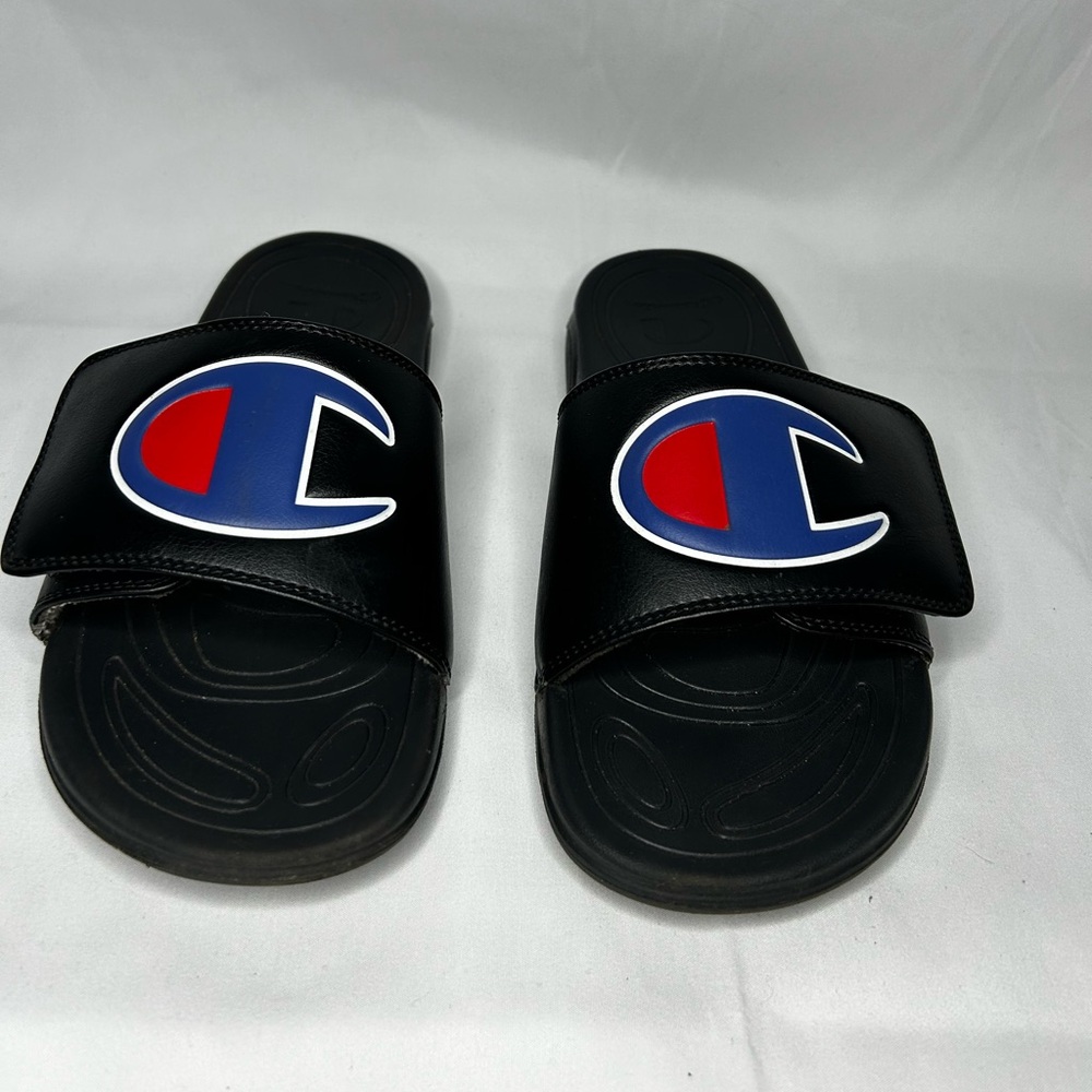 Champion Mega Slide Black Adjustable Womens Slides Size 7